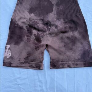 DarcSport Women’s Activewear Athletic Shorts in Mauve & Pink Clouds